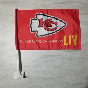 2 KANSAS CITY CHIEFS DOUBLE SIDED CAR FLAGS (SET OF 2)